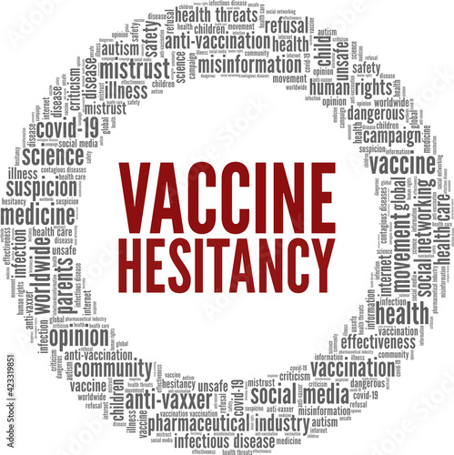 Vaccine hesitancy vector illustration word cloud isolated on a white background.
