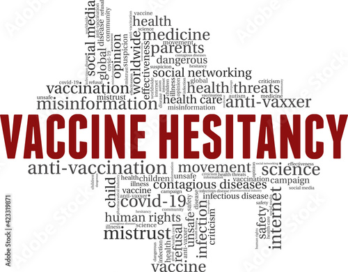 Vaccine hesitancy vector illustration word cloud isolated on a white background.