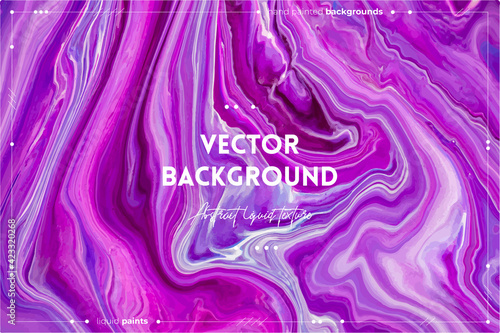 Fluid art texture. Abstract background with iridescent paint effect. Liquid acrylic artwork with artistic mixed paints. Can be used for baner or wallpaper. Purple, pink and blue overflowing colors.