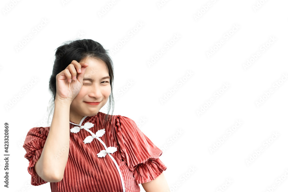 Woman in chinese style happy and joyful in success Woman in chinese style happy and joyful in success
