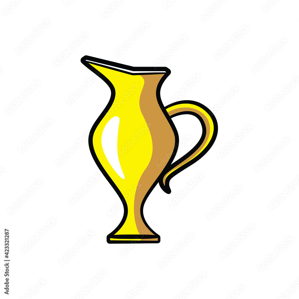 Golden jug in drawing style isolated vector. Hand drawn object illustration for your presentation, teaching materials or others. Golden jug in drawing style isolated vector. Hand drawn object illustration for your presentation, teaching materials or others.
