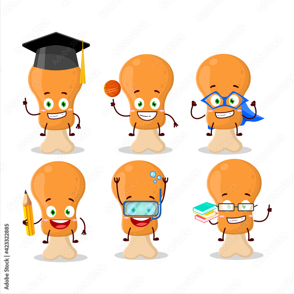 School student of chicken thight cartoon character with various expressions School student of chicken thight cartoon character with various expressions