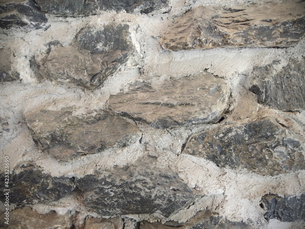 Fototapeta premium Stone walls make up the background wall.