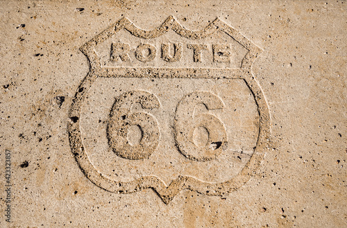 route 66 sign in the cement