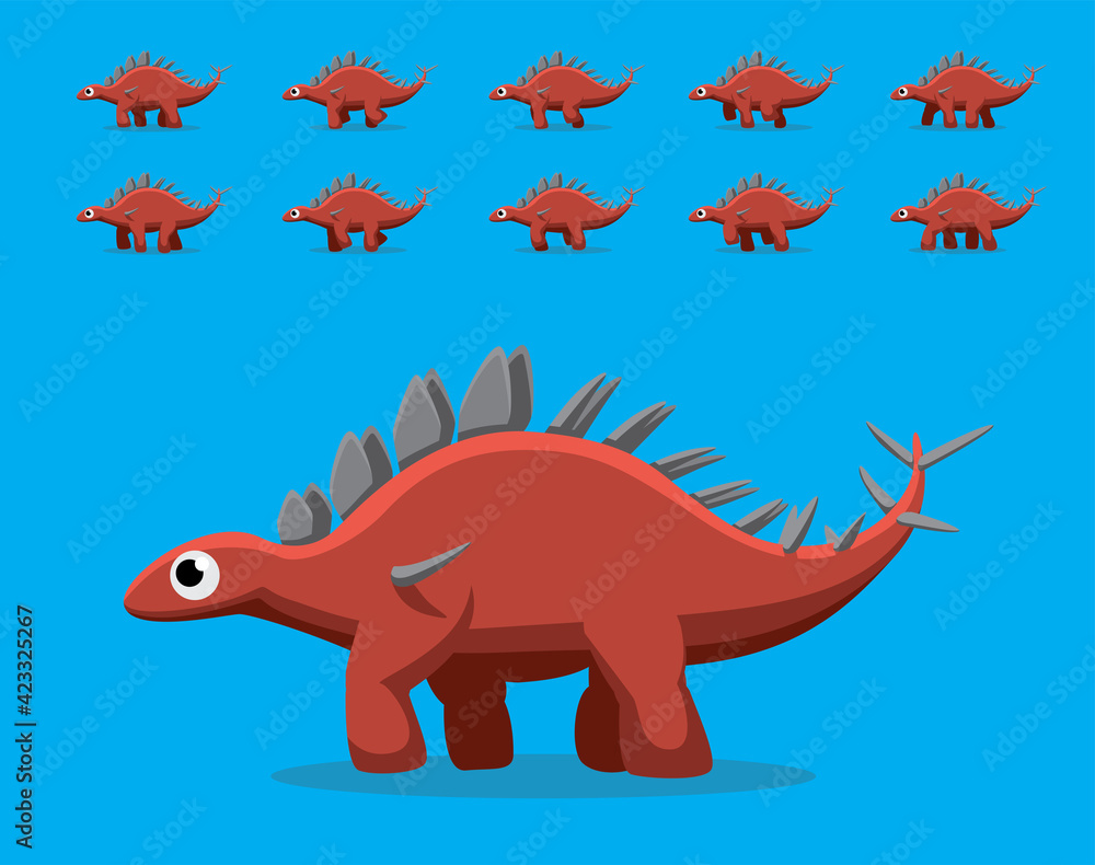 Animal Animation Sequence Dinosaur Kentrosaurus Walking Cartoon Vector