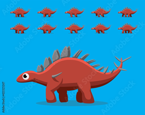 Animal Animation Sequence Dinosaur Kentrosaurus Walking Cartoon Vector