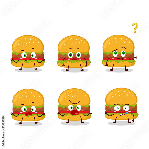 Cartoon character of hamburger with what expression