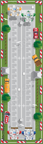 Runway. View from above. Board game on the theme of aviation. Vector illustration.