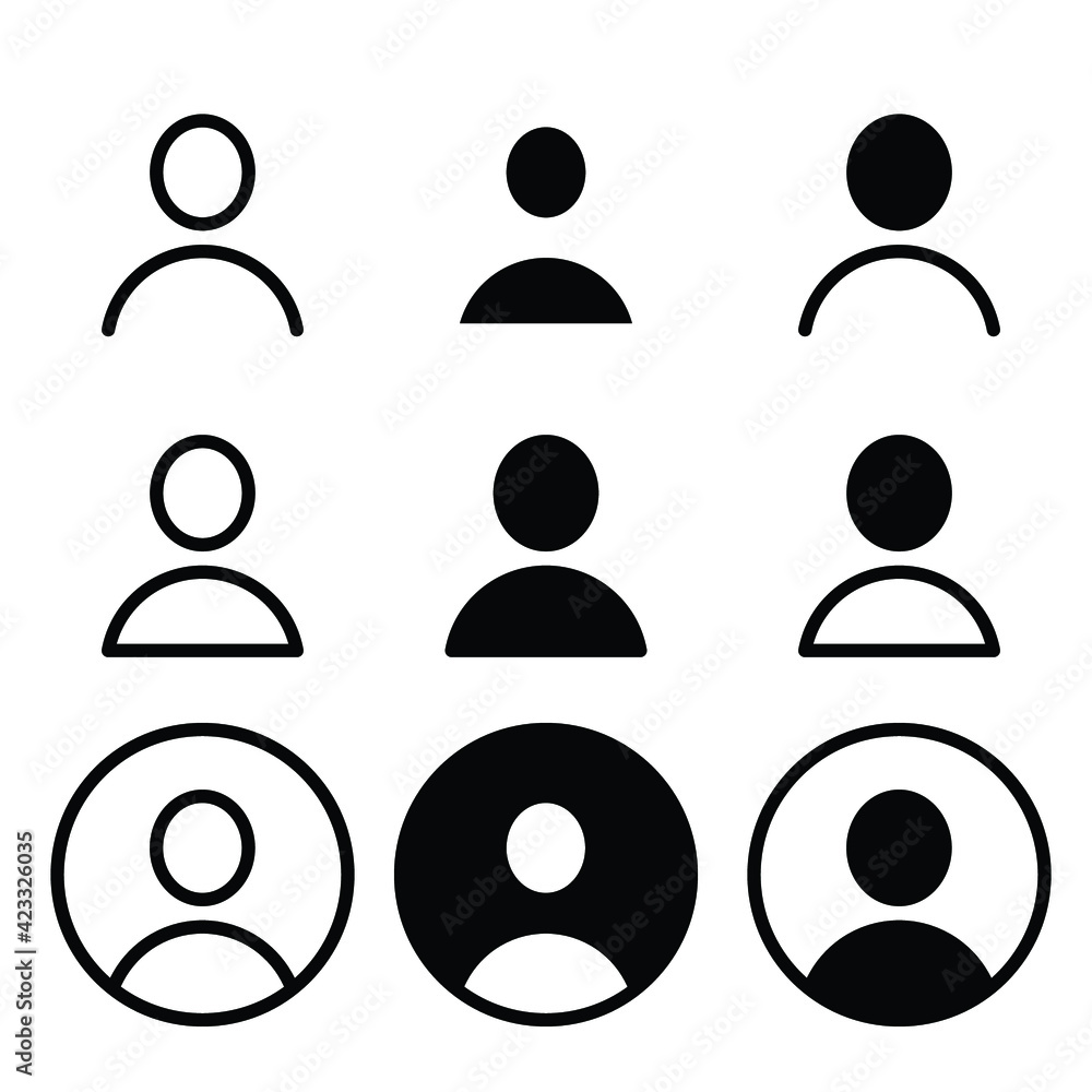 Set of user and avatar line and glyph icon. Simple outline and solid style. Human, login, person, man, people, neutral, single, head concept for web design. Vector illustration isolated. EPS 10. Set of user and avatar line and glyph icon. Simple outline and solid style. Human, login, person, man, people, neutral, single, head concept for web design. Vector illustration isolated. EPS 10.