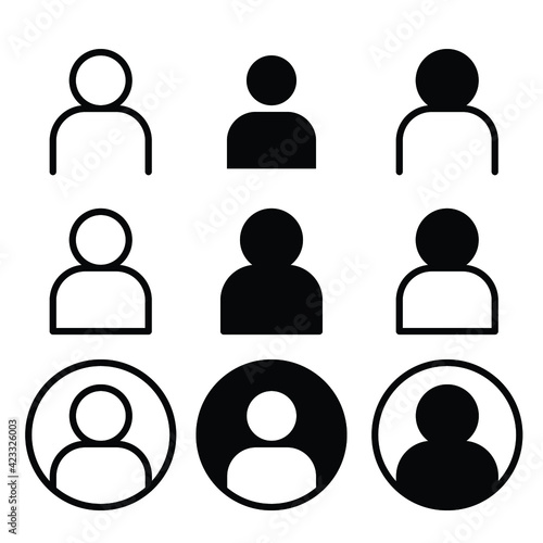 Set of user and avatar line and glyph icon. Simple outline and solid style. Human, login, person, man, people, neutral, single, head concept for web design. Vector illustration isolated. EPS 10.