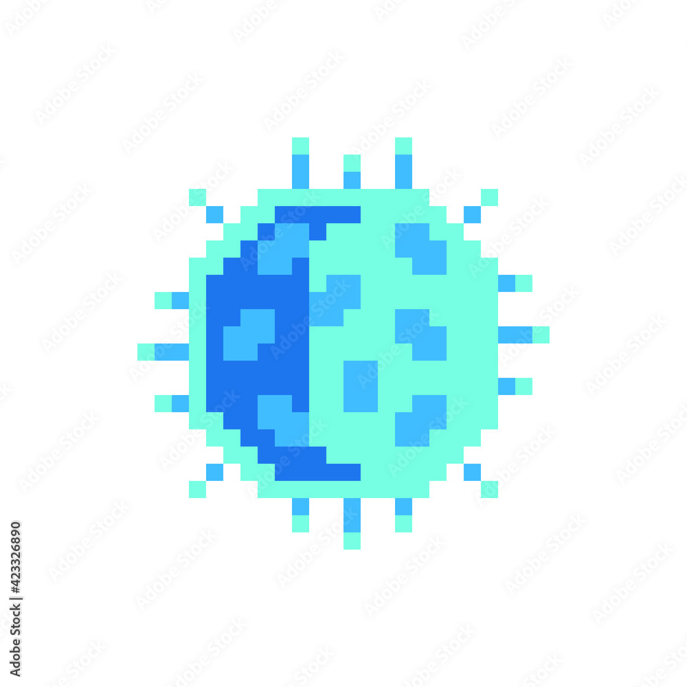 Bacteria pixel art icon. Bacterium or microbe sign. Micro organisms, virus, germs and bacilli. Medicine infection symbol. Observation in the microscope. Isolated vector illustration. Design for logo. Bacteria pixel art icon. Bacterium or microbe sign. Micro organisms, virus, germs and bacilli. Medicine infection symbol. Observation in the microscope. Isolated vector illustration. Design for logo.
