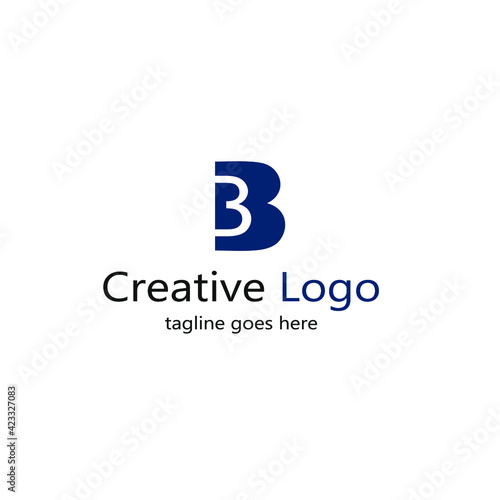 abstract logo letter B inside blue B