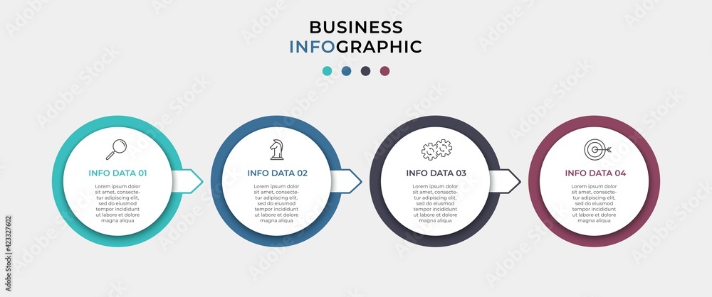 Business Infographic design template Vector with icons and 4 options or steps. Can be used for process diagram, presentations, workflow layout, banner, flow chart, info graph Business Infographic design template Vector with icons and 4 options or steps. Can be used for process diagram, presentations, workflow layout, banner, flow chart, info graph