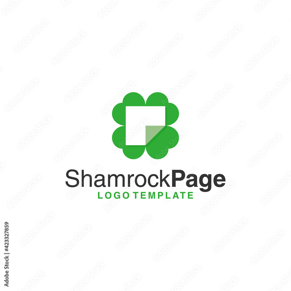 Shamrock Page - clover and paper logo design Shamrock Page - clover and paper logo design
