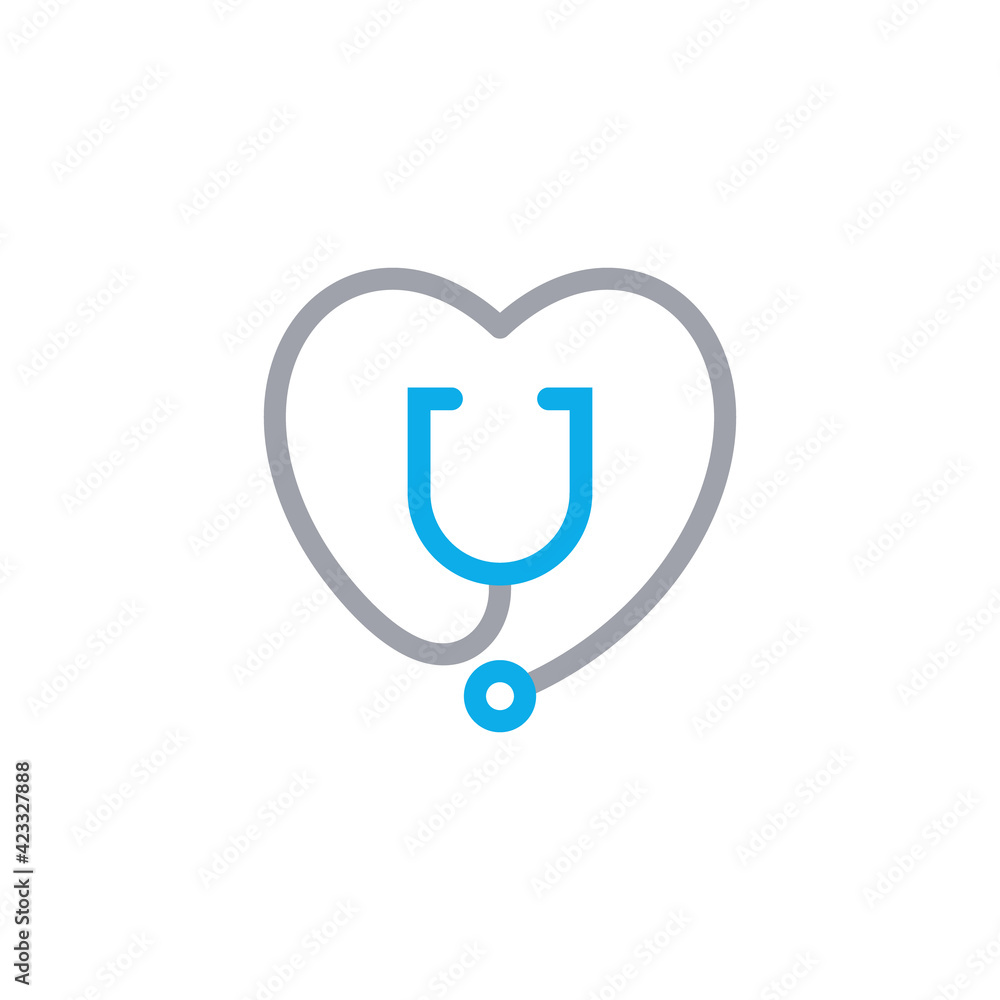 Heart and Stethoscope - medical care logo design vector Heart and Stethoscope - medical care logo design vector