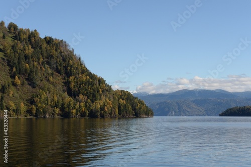 Autumn on Lake Teletskoye. Altai Republic. Western Siberia. Russia