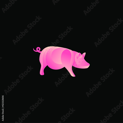 pig icon logo in colorful gradient illustration
