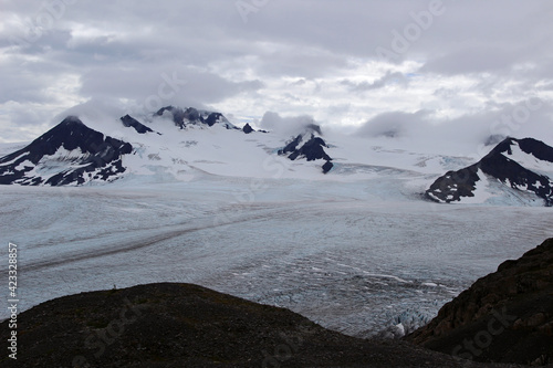 View of mountain peaks and clouds