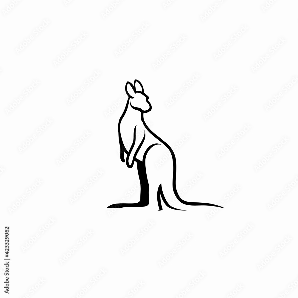 Fototapeta premium kangaroo icon logo in monochrome style designs vector