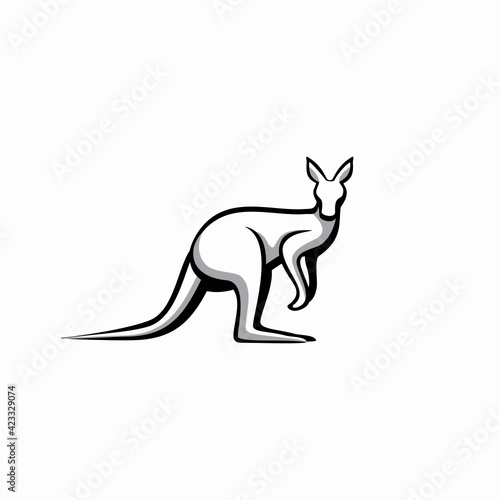 kangaroo icon logo in monochrome style designs vector