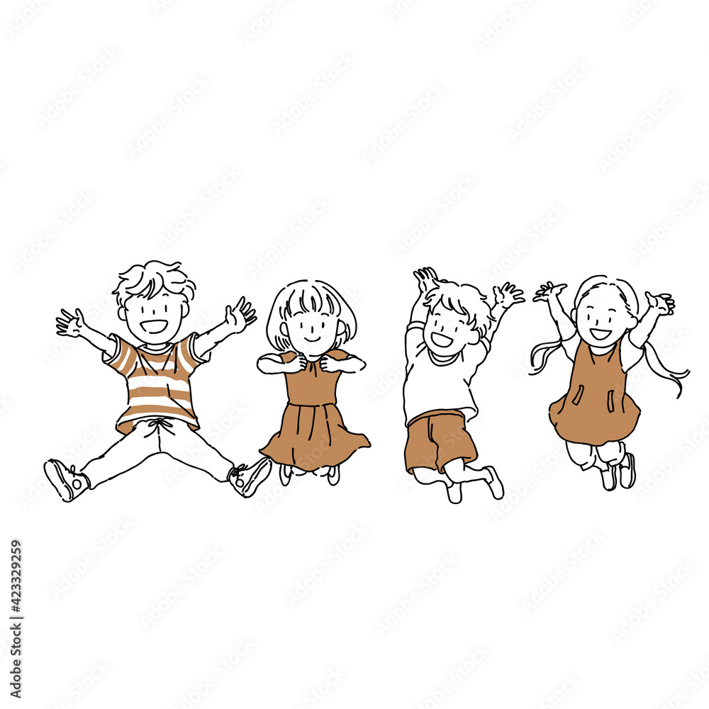 子供たち 友達 イラスト ジャンプ 元気 Stock 벡터 Adobe Stock