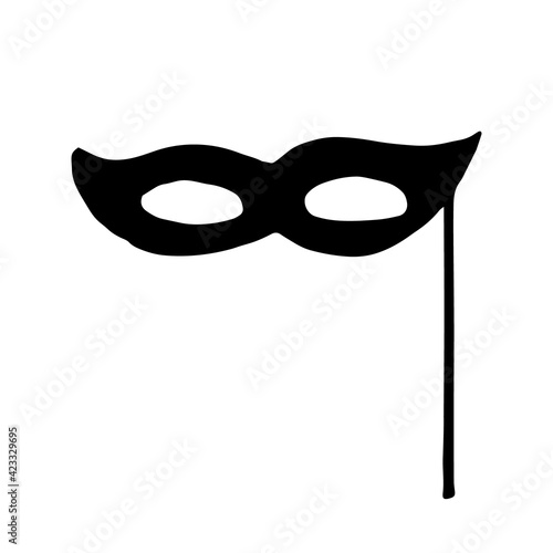 masquerade mask icon. hand drawn doodle style. vector, minimalism, monochrome, sketch. holiday, party, new year, birthday, holiday, accessory.