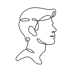 Fototapete Eine Linie Männerprofil Silhouette minimalistische Linienkunst  © derplan13