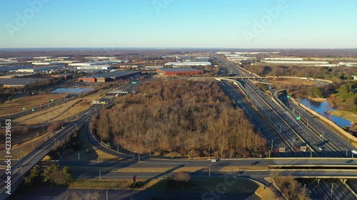 Aerial Orbit Shot of Exit 8a at the New Jersey Turnpike. photo