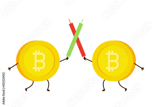 Bitcoin character vector. Coin character design. Bitcoin vector. 