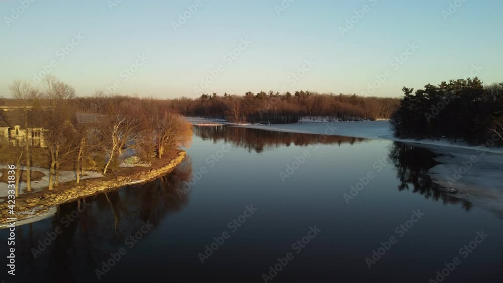 Aerial view of lake sunset Aerial view of lake sunset