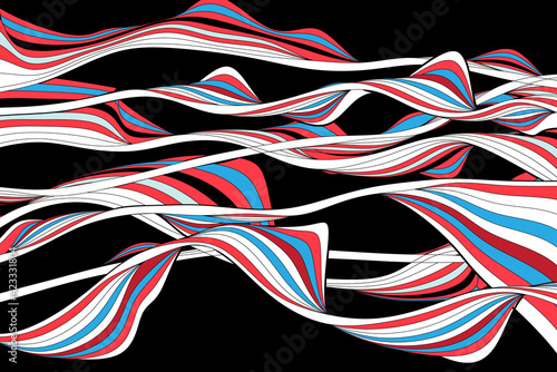 Multicolored vector striped waves on different backgrounds