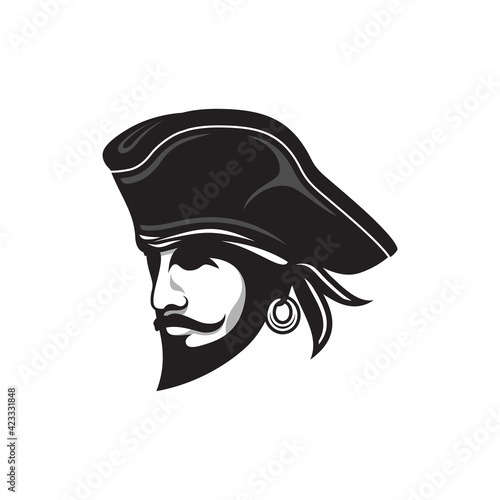 Cool Pirate head Mascot logo design vector
