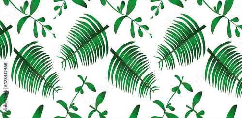 vegetable horizontal pattern . the leaves of the liana fern are green . vector blank for fabric packaging
