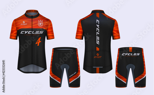 Cycling Jerseys mockup,t-shirt sport design template,uniform for bicycle apparel.