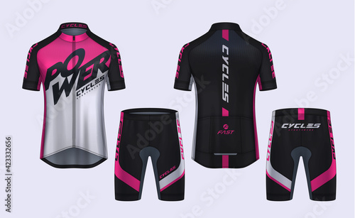 Cycling Jerseys mockup,t-shirt sport design template,uniform for bicycle apparel.