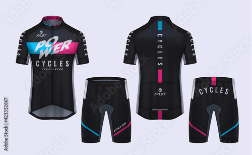 Cycling Jerseys mockup,t-shirt sport design template,uniform for bicycle apparel.