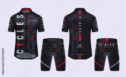 Cycling Jerseys mockup,t-shirt sport design template,uniform for bicycle apparel.