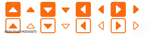 16 Caret Icons Set - Orange Caret Buttons