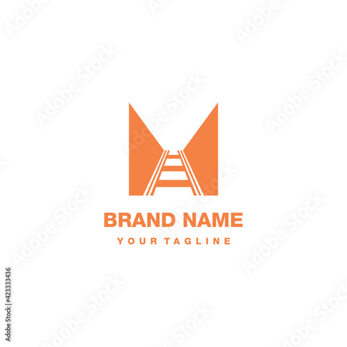 Letter M and railroad logo design