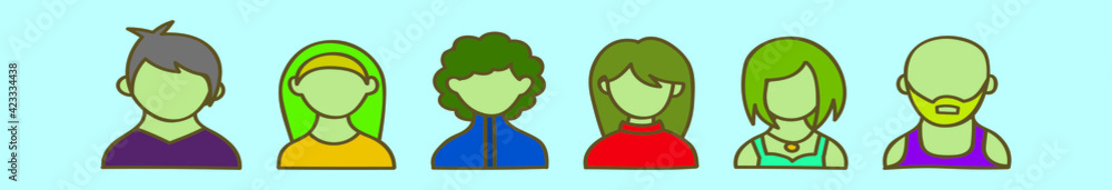set of profession default avatar cartoon icon design template with various models. vector illustration isolated on blue background set of profession default avatar cartoon icon design template with various models. vector illustration isolated on blue background
