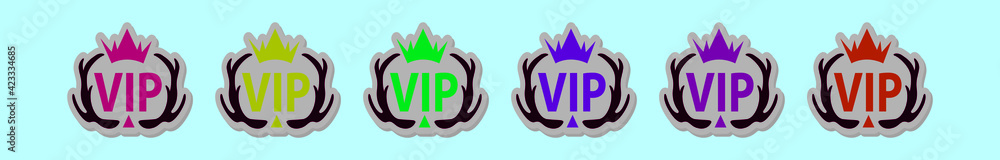 Fototapeta premium set of antlers vip cartoon icon design template with various models. vector illustration isolated on blue background