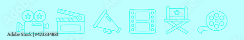 set of film cartoon icon design template with various models. vector illustration isolated on blue background