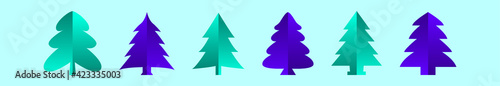 set of christmas tree cartoon icon design template with various models. vector illustration isolated on blue background