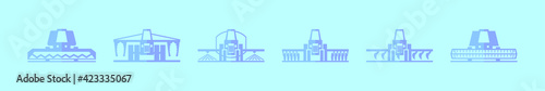 set of harvest combine cartoon icon design template with various models. vector illustration isolated on blue background