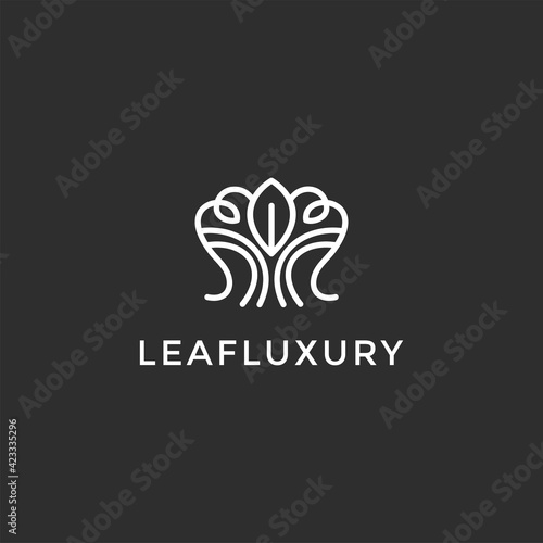 Abstract Leave Shape Logo Sign Symbol Icon on black background