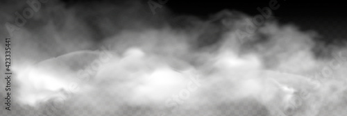 Transparent special effect stands out with fog or smoke. White cloud vector, fog or smog.