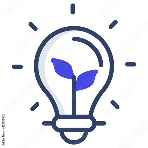 L;eaves inside light bulb, icon of eco idea