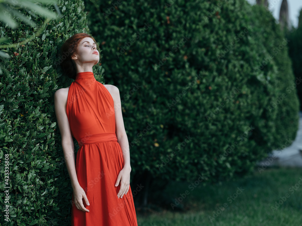 Pretty attractive woman cosmetics outdoors walk decoration Pretty attractive woman cosmetics outdoors walk decoration