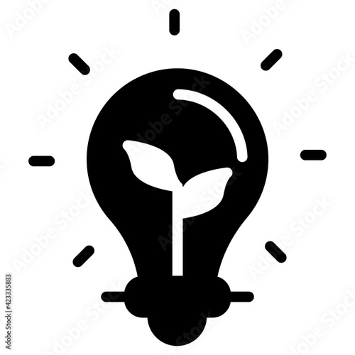 L;eaves inside light bulb, icon of eco idea