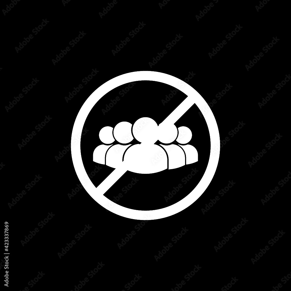 No Mass Gathering icon isolated on dark background No Mass Gathering icon isolated on dark background